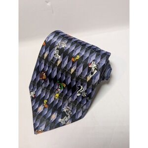 Vintage Looney Tunes Geometric Design Purple Neck‎ Tie Adult AOP Character Logos